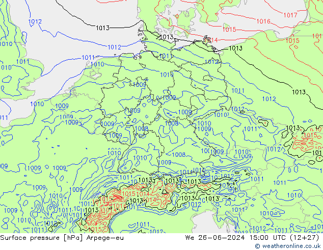 Surface pressure Arpege-eu We 26.06.2024 15 UTC