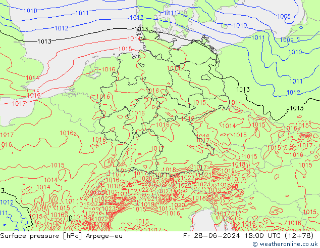 Surface pressure Arpege-eu Fr 28.06.2024 18 UTC