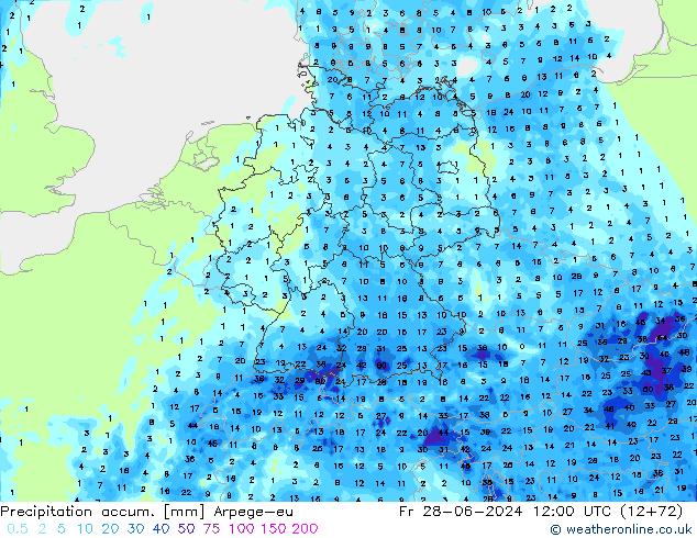 Precipitation accum. Arpege-eu Sex 28.06.2024 12 UTC