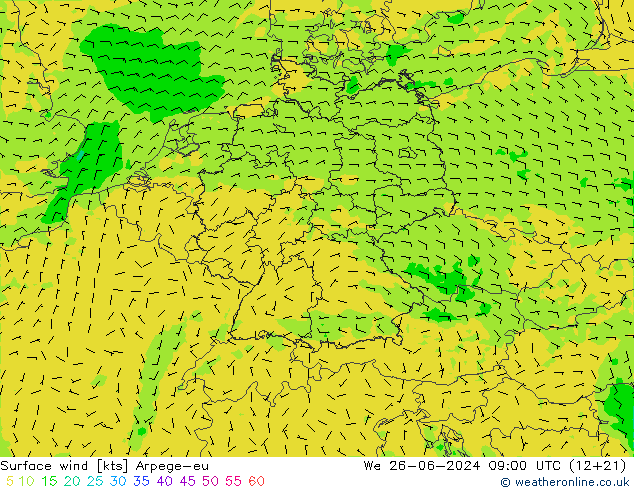 Surface wind Arpege-eu We 26.06.2024 09 UTC