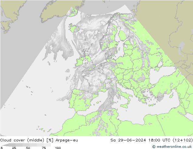 nuvens (médio) Arpege-eu Sáb 29.06.2024 18 UTC