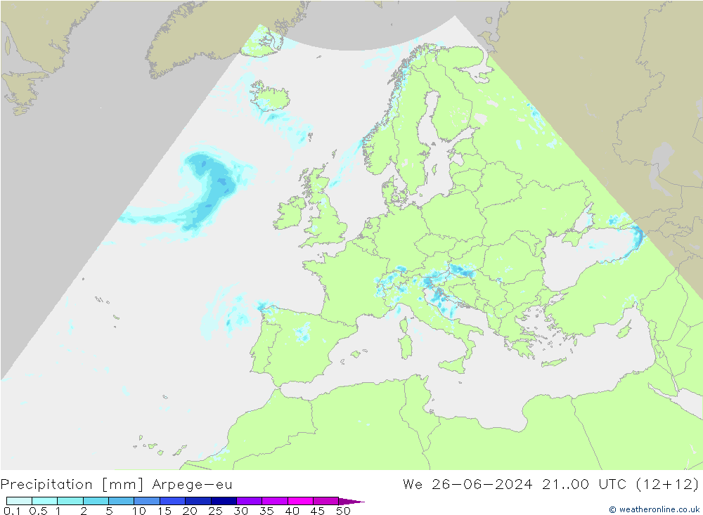 Niederschlag Arpege-eu Mi 26.06.2024 00 UTC