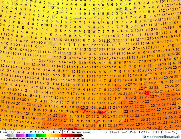 Height/Temp. 850 hPa Arpege-eu Fr 28.06.2024 12 UTC