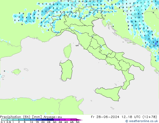 Precipitation (6h) Arpege-eu Fr 28.06.2024 18 UTC