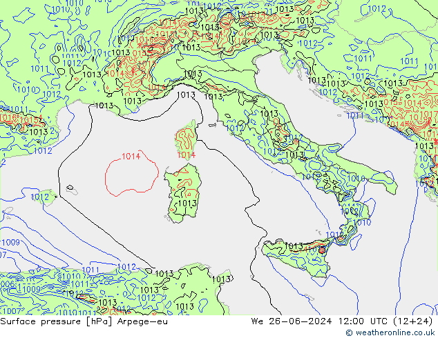 Surface pressure Arpege-eu We 26.06.2024 12 UTC