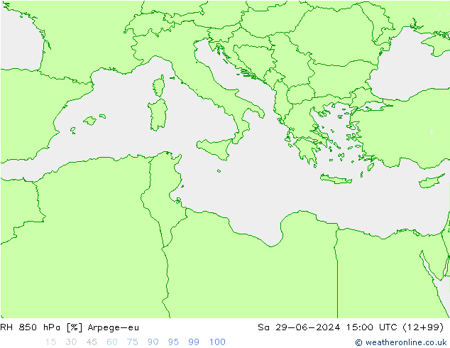 RH 850 hPa Arpege-eu Sa 29.06.2024 15 UTC