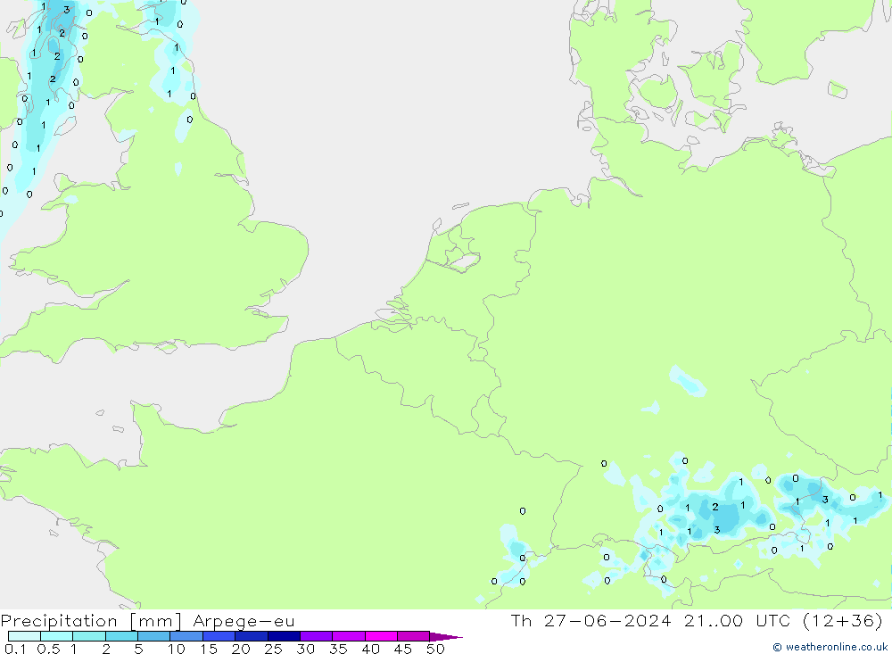 Precipitation Arpege-eu Th 27.06.2024 00 UTC