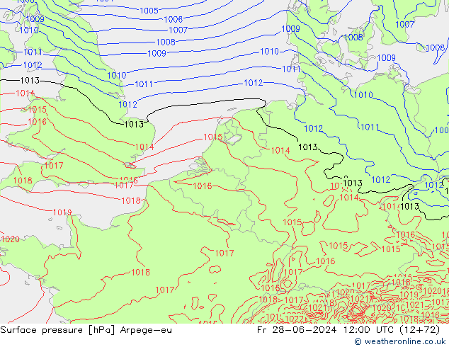 Surface pressure Arpege-eu Fr 28.06.2024 12 UTC
