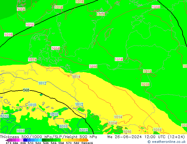 Thck 500-1000hPa Arpege-eu We 26.06.2024 12 UTC