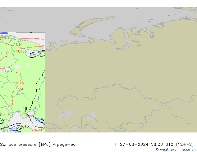 Surface pressure Arpege-eu Th 27.06.2024 06 UTC