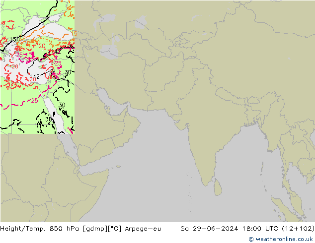 Height/Temp. 850 hPa Arpege-eu so. 29.06.2024 18 UTC