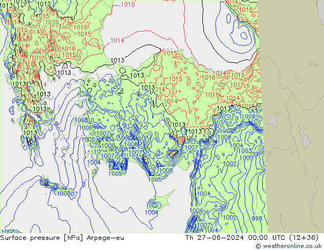pressão do solo Arpege-eu Qui 27.06.2024 00 UTC