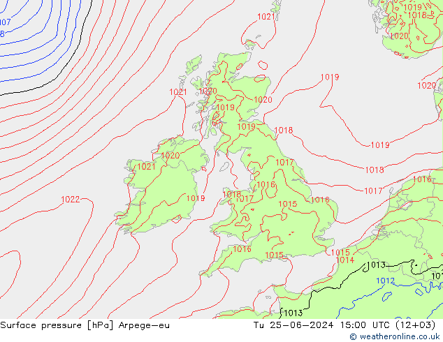 Surface pressure Arpege-eu Tu 25.06.2024 15 UTC