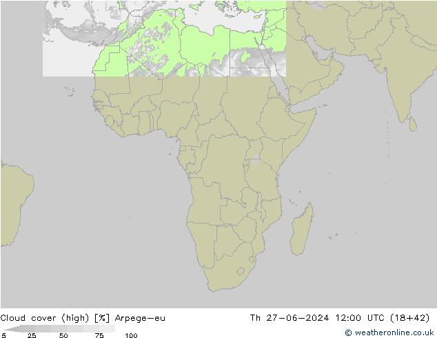 vysoký oblak Arpege-eu Čt 27.06.2024 12 UTC