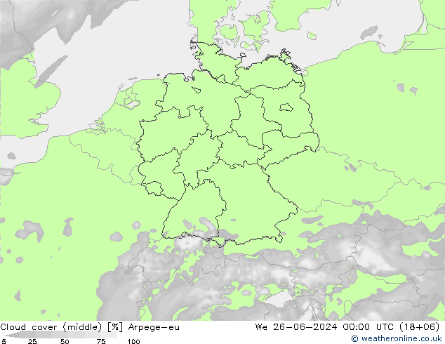 Bewolking (Middelb.) Arpege-eu wo 26.06.2024 00 UTC