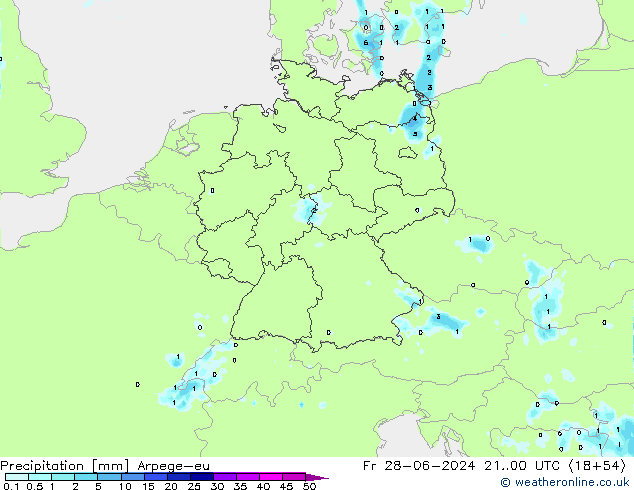 Neerslag Arpege-eu vr 28.06.2024 00 UTC
