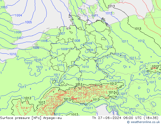 Luchtdruk (Grond) Arpege-eu do 27.06.2024 06 UTC
