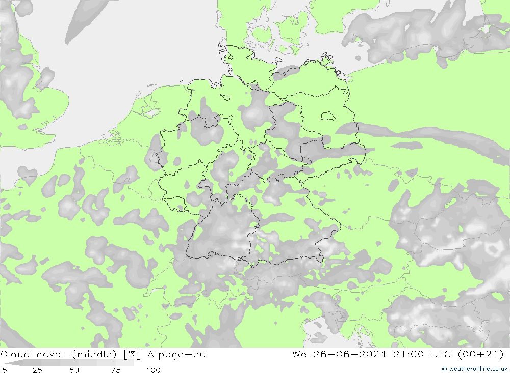Bewolking (Middelb.) Arpege-eu wo 26.06.2024 21 UTC