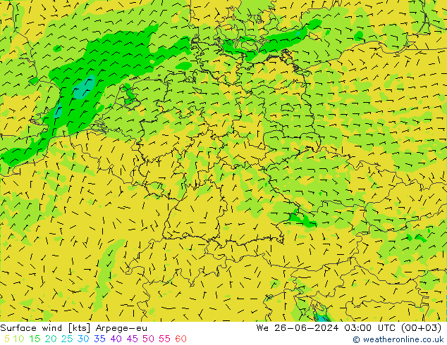 Wind 10 m Arpege-eu wo 26.06.2024 03 UTC