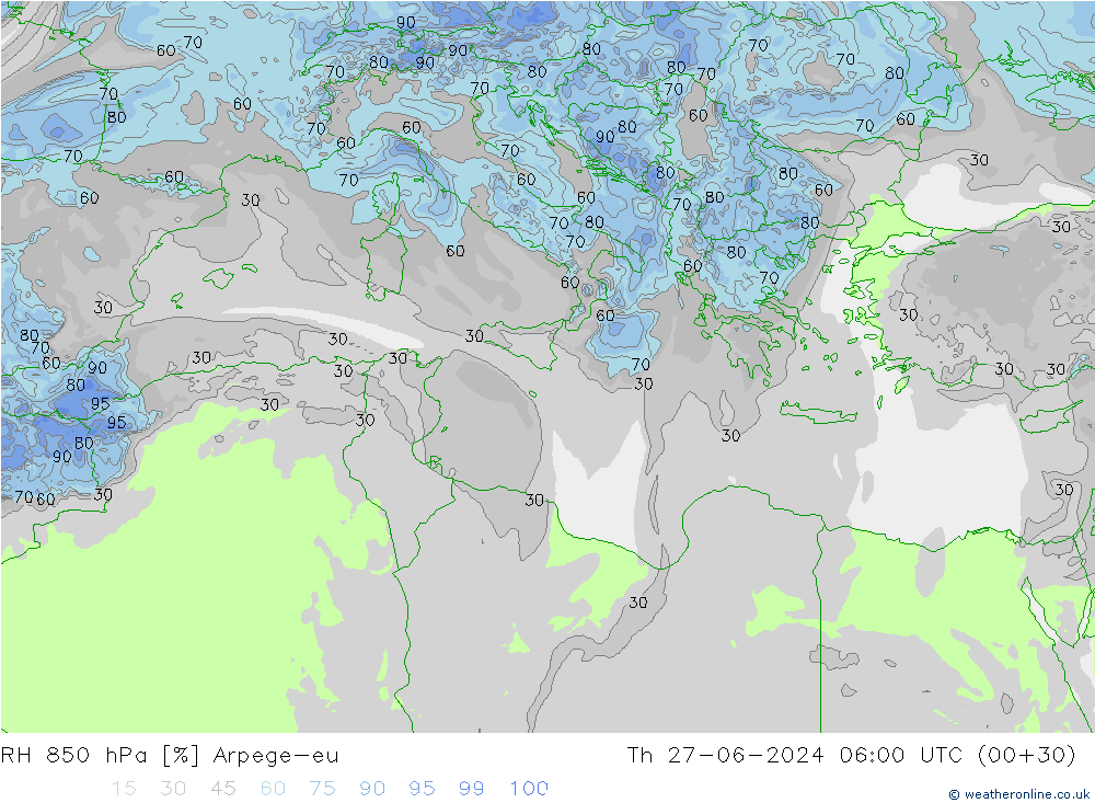 RV 850 hPa Arpege-eu do 27.06.2024 06 UTC