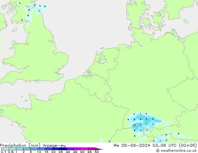 降水 Arpege-eu 星期三 26.06.2024 06 UTC