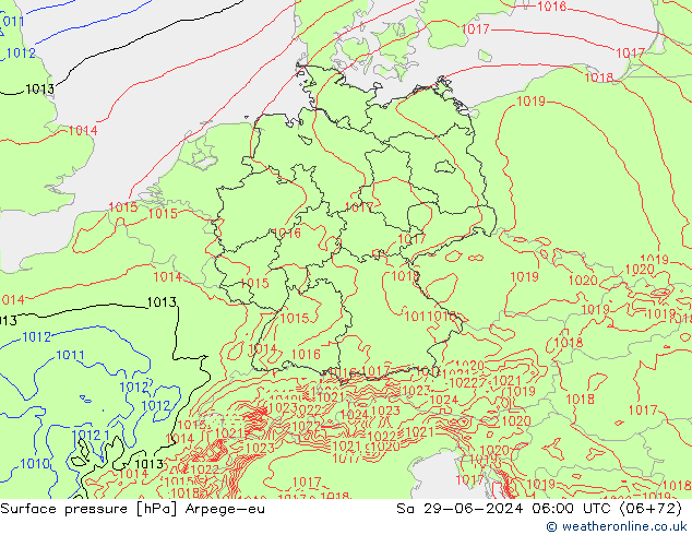 Yer basıncı Arpege-eu Cts 29.06.2024 06 UTC