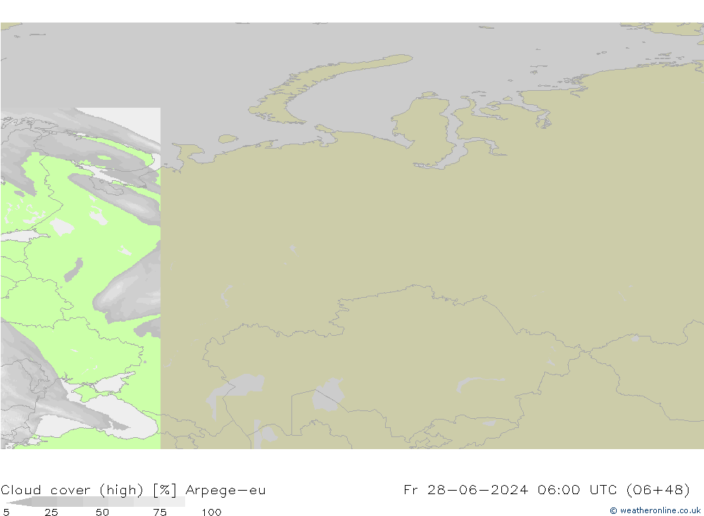 Wolken (hohe) Arpege-eu Fr 28.06.2024 06 UTC