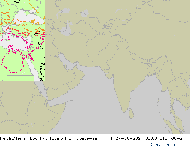 Hoogte/Temp. 850 hPa Arpege-eu do 27.06.2024 03 UTC