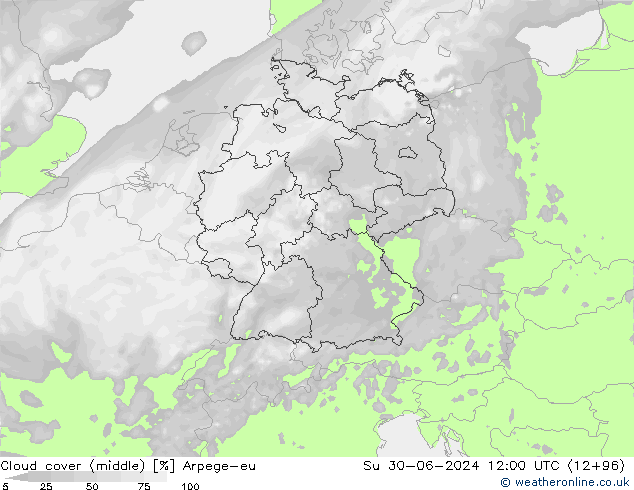 Bewolking (Middelb.) Arpege-eu zo 30.06.2024 12 UTC