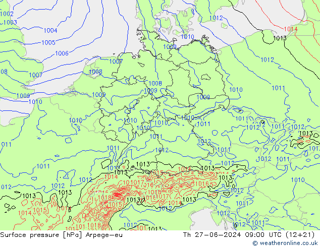 Luchtdruk (Grond) Arpege-eu do 27.06.2024 09 UTC