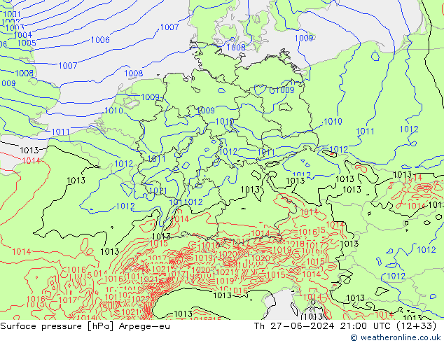 Luchtdruk (Grond) Arpege-eu do 27.06.2024 21 UTC