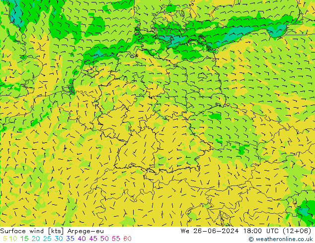 风 10 米 Arpege-eu 星期三 26.06.2024 18 UTC