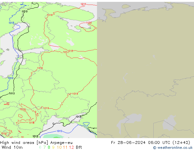 Windvelden Arpege-eu vr 28.06.2024 06 UTC