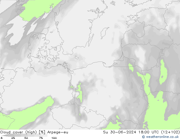 Bewolking (Hoog) Arpege-eu zo 30.06.2024 18 UTC