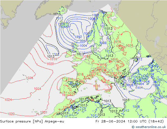 Luchtdruk (Grond) Arpege-eu vr 28.06.2024 12 UTC