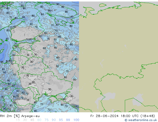 RH 2m Arpege-eu pt. 28.06.2024 18 UTC