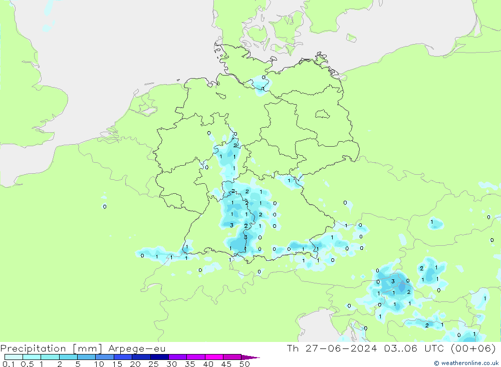 Neerslag Arpege-eu do 27.06.2024 06 UTC