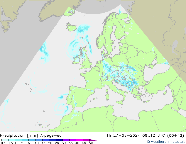 降水 Arpege-eu 星期四 27.06.2024 12 UTC