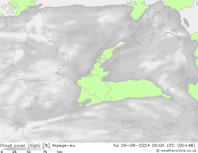 Bewolking (Hoog) Arpege-eu za 29.06.2024 00 UTC