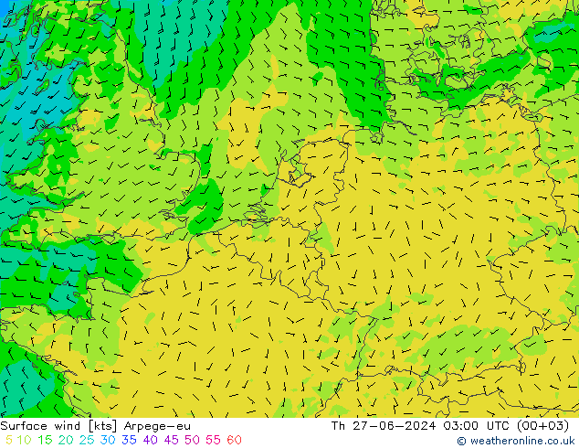 风 10 米 Arpege-eu 星期四 27.06.2024 03 UTC