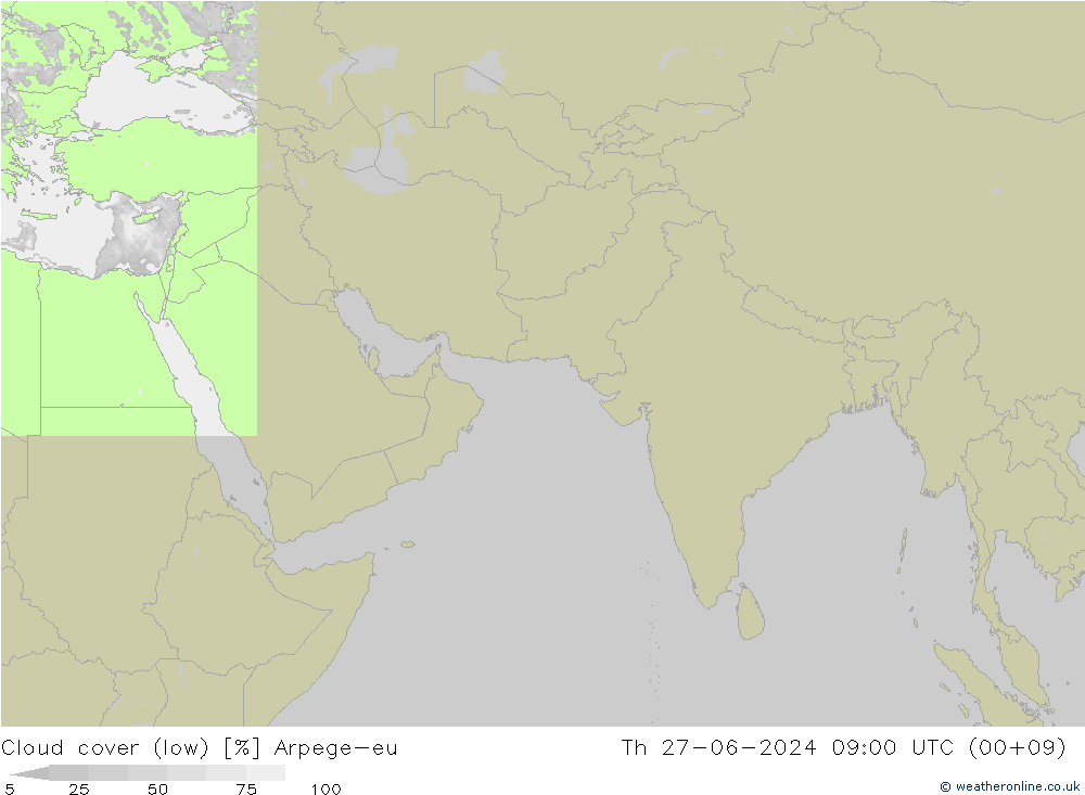 Bewolking (Laag) Arpege-eu do 27.06.2024 09 UTC