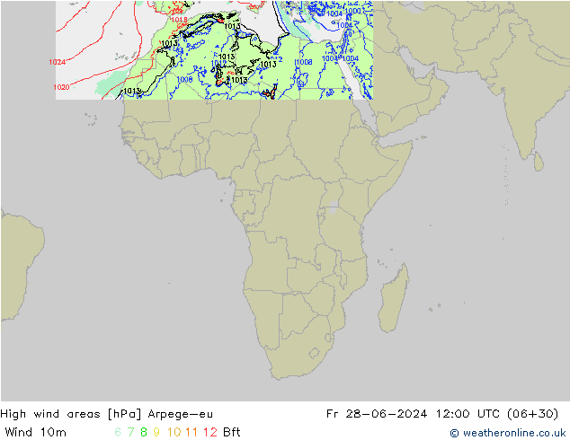 Windvelden Arpege-eu vr 28.06.2024 12 UTC