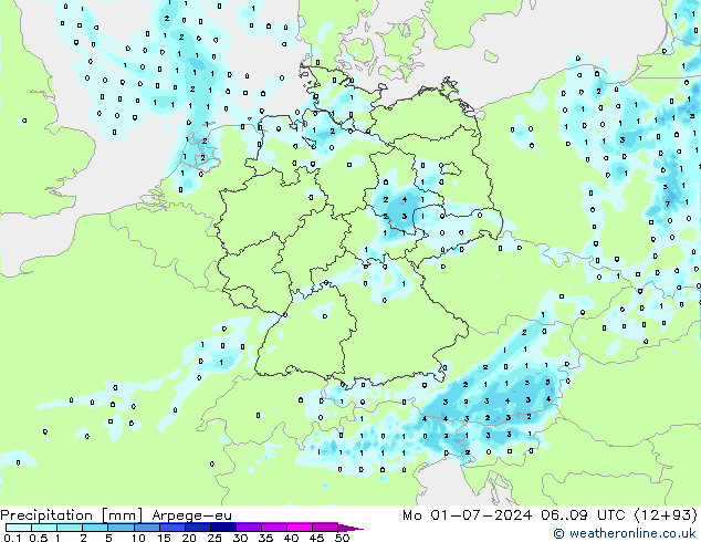 Neerslag Arpege-eu ma 01.07.2024 09 UTC