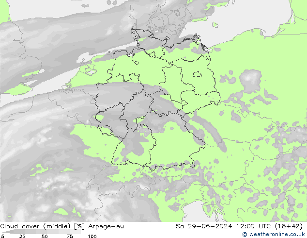 Wolken (mittel) Arpege-eu Sa 29.06.2024 12 UTC