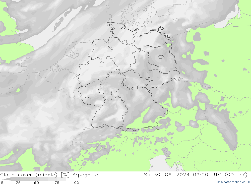 Bewolking (Middelb.) Arpege-eu zo 30.06.2024 09 UTC