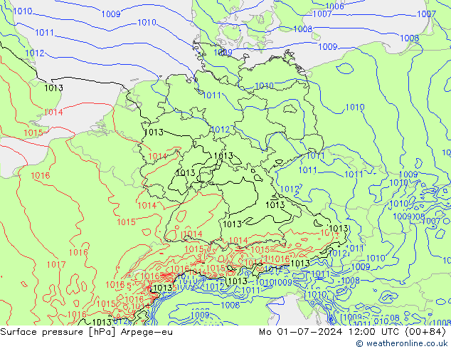 pressão do solo Arpege-eu Seg 01.07.2024 12 UTC