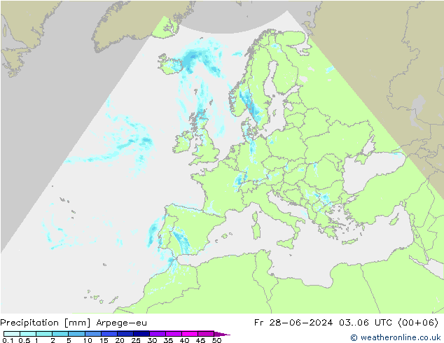 降水 Arpege-eu 星期五 28.06.2024 06 UTC