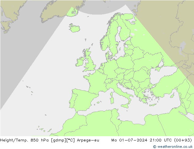 Hoogte/Temp. 850 hPa Arpege-eu ma 01.07.2024 21 UTC
