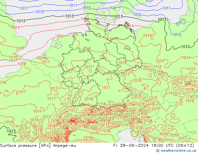 Presión superficial Arpege-eu vie 28.06.2024 18 UTC
