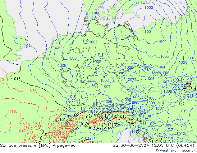 Luchtdruk (Grond) Arpege-eu zo 30.06.2024 12 UTC